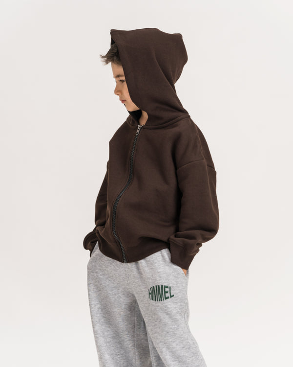 Unisex Brown Oversized Zipper Hoodie