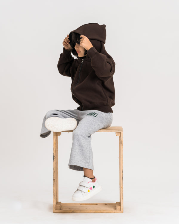 Unisex Brown Oversized Zipper Hoodie
