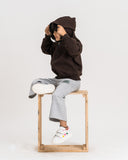 Unisex Brown Oversized Zipper Hoodie