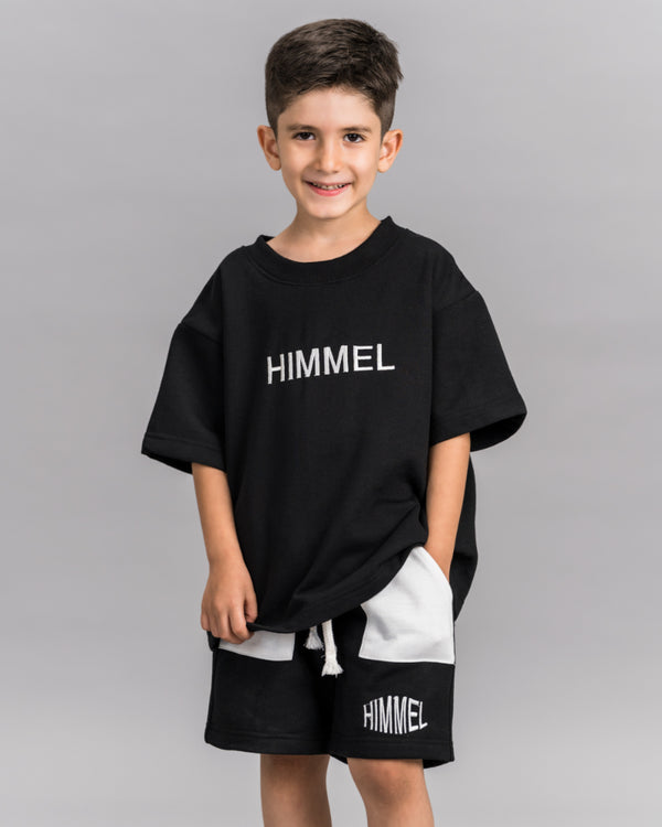 Unisex Black Oversized Half Hand Tee Shirt
