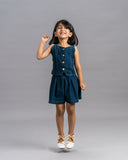 Girls denim Pleated  Skirt