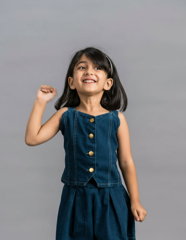 Girls denim Sleeveless Crop Top